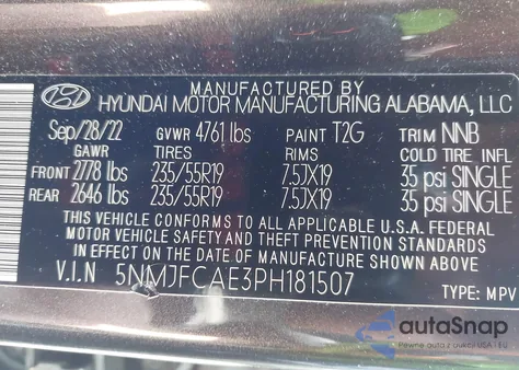 2023 Hyundai Tucson Sel from USA, damaged, VIN 5NMJFCAE3PH181507